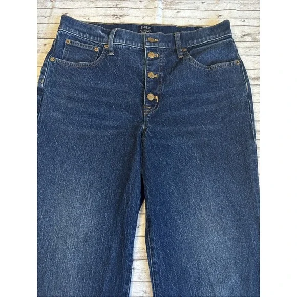 J Crew Jeans Women 30x29 Blue Denim Full Length Wide Leg Stretch Button Fly - Picture 2 of 11